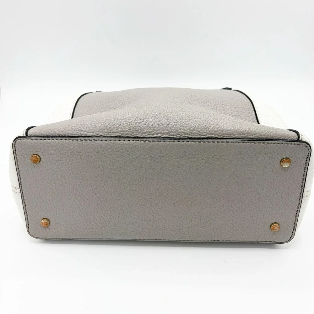 Kate Spade Purse Tote Bag Medium Gray Colorblock Leather Top Handle Handbag